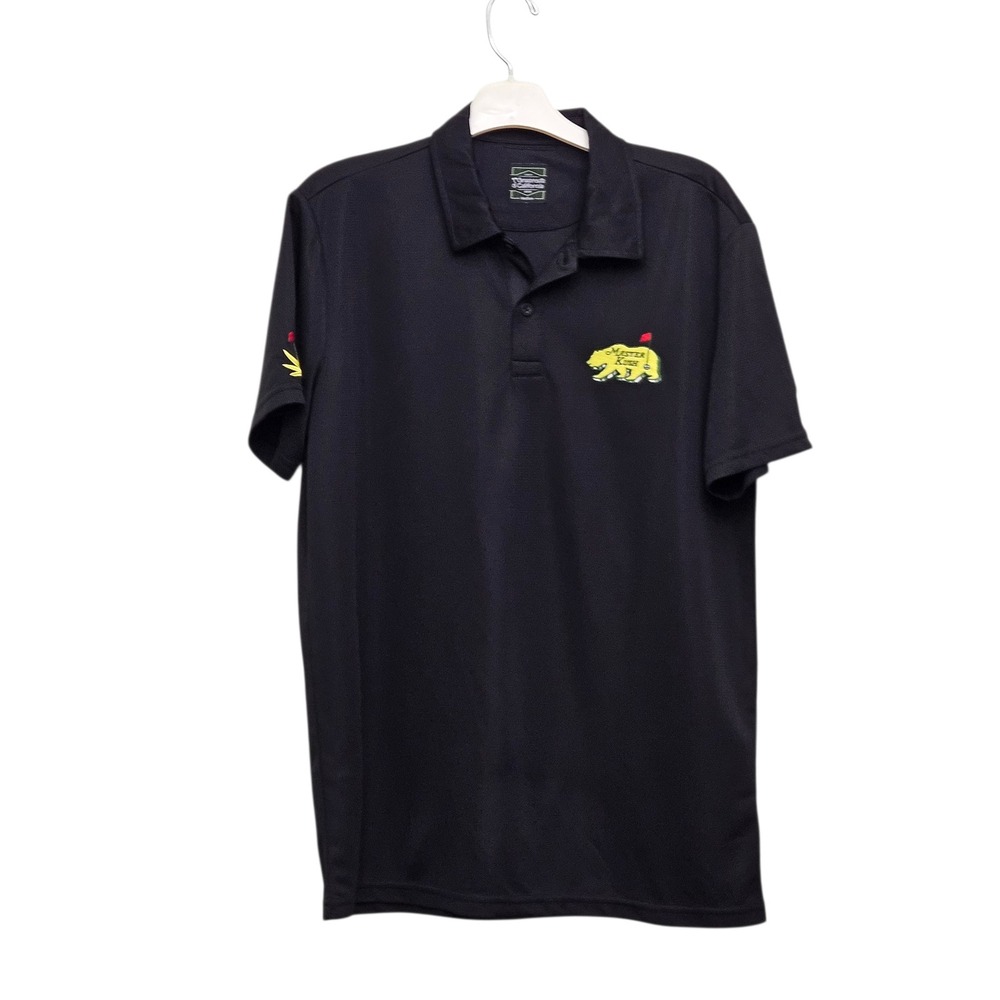 Grassroots California Polo Shirt Mens Medium Black Master Kush Bear Golf Parody
